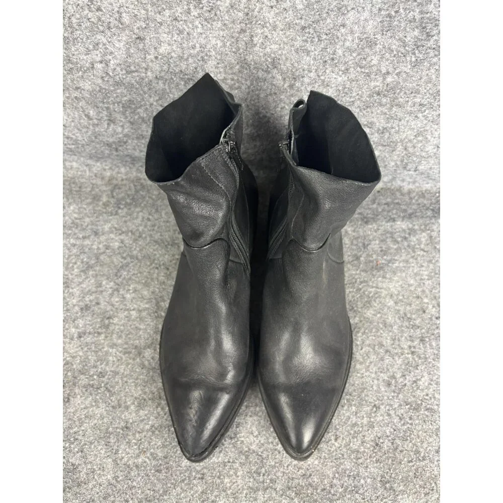 Paul Green Boots Womens Size UK‎ 3.5 Black Leather Ankle Side Zip Pointed Toe